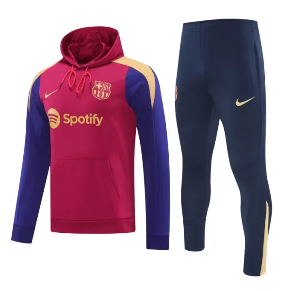 Barcelona Capuz Conjunto de Moletom de Treino 24/25 Vermelho