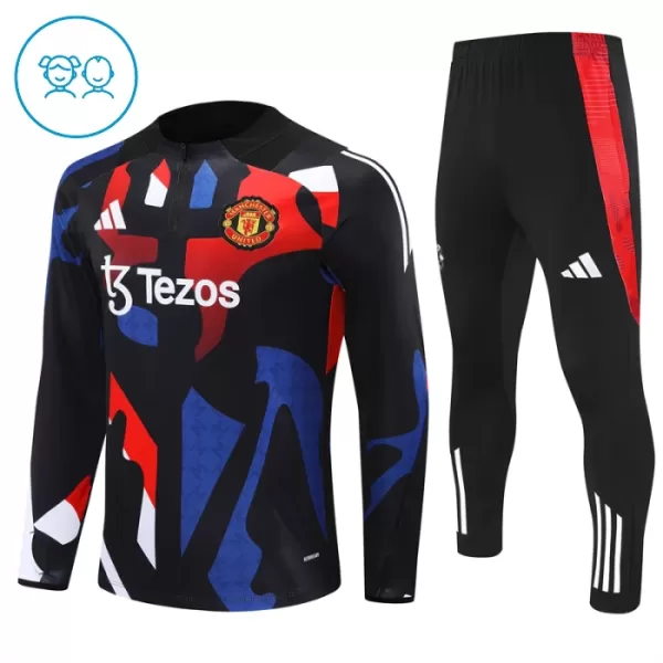 Manchester United Conjunto de Moletom de Treino Criança 24/25 Preto